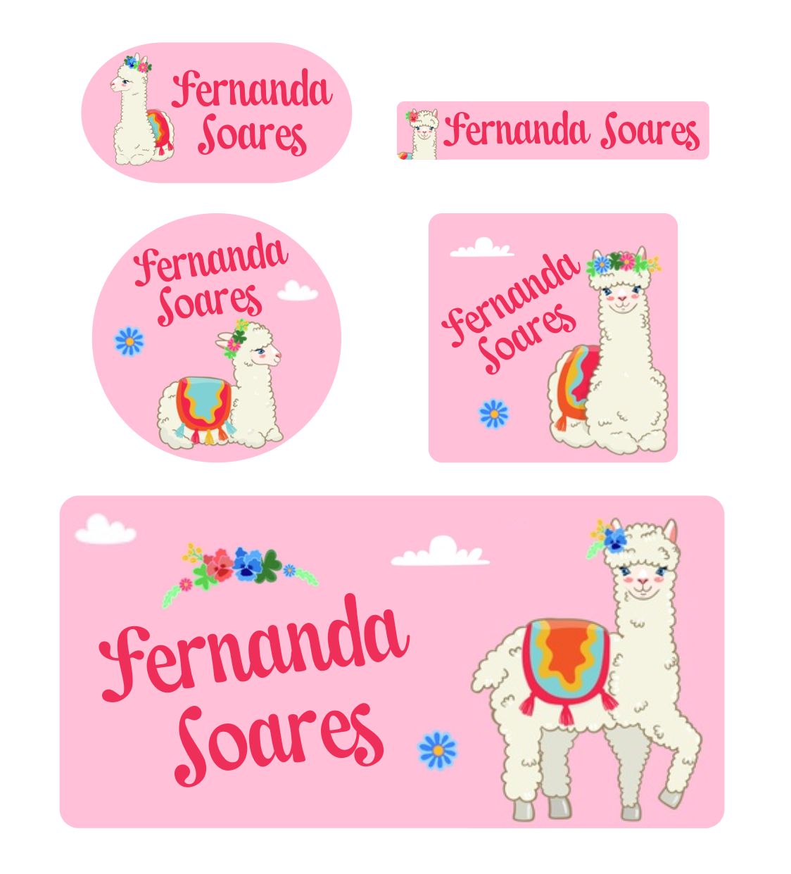 Kits de Etiquetas Escolares KIT AD030 - kit Etiqueta Tema Lhama 2